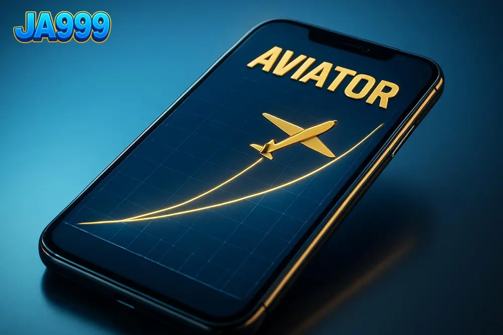 JA999 Aviator game โ a smartphone displaying a crash game with an ascending flight curve JA999 Aviator game โ a smartphone displaying a crash game with an ascending flight curve